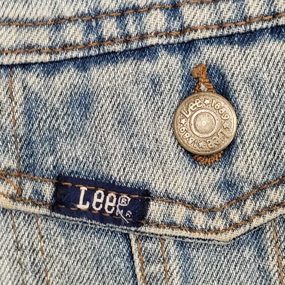 Vintage 80s LEE Denim Cropped Jacket Womens S/M 19x18 Faded - Picture 11 of 13